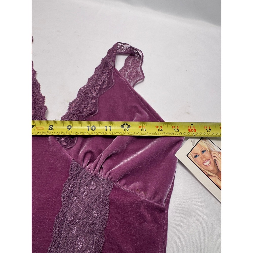 Pamela Anderson Vintage Camisole Tank Top Purple Lace Velvet Y2K Fairy Sz M New - Picture 8 of 9